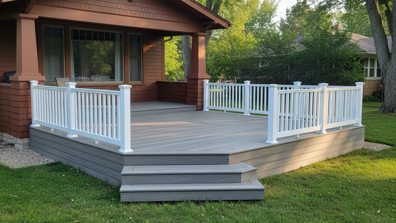 Custom Deck Design completed by Sunrise Deck Co in Waukesha, WI